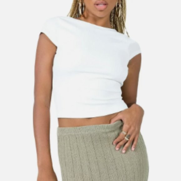 Princess Polly Tops - White Open Back Tee